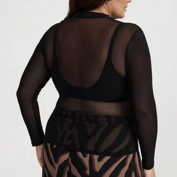 Torrid - Mesh Mock Neck Long Sleeve Top - Picture 3 of 7